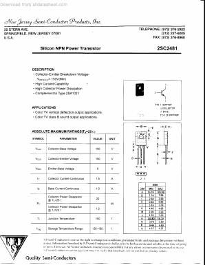 2SC2481 Datasheet PDF New Jersey Semiconductor