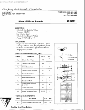 2SC2507 Datasheet PDF New Jersey Semiconductor