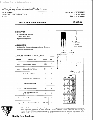 2SC4743 Datasheet PDF New Jersey Semiconductor