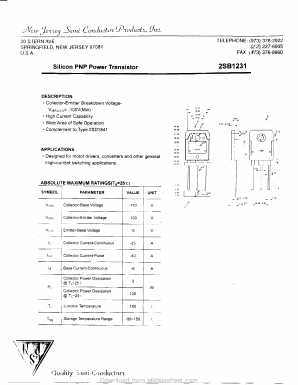 2SD1841 Datasheet PDF New Jersey Semiconductor