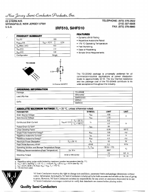 SJHF510 Datasheet PDF New Jersey Semiconductor