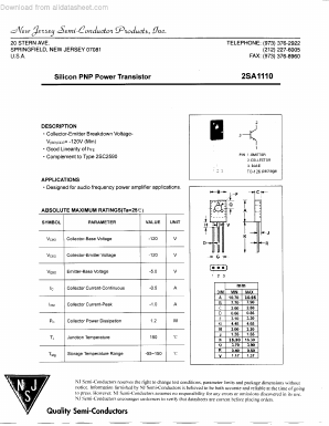 2SA1110 Datasheet PDF New Jersey Semiconductor