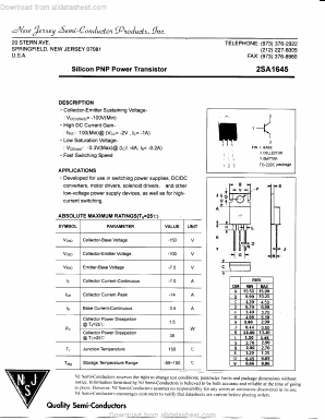 2SA1645 Datasheet PDF New Jersey Semiconductor