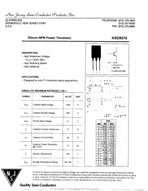 KSD5078 Datasheet PDF New Jersey Semiconductor