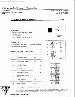 C2168 Datasheet PDF New Jersey Semiconductor