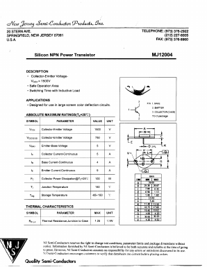 MJ12004 Datasheet PDF New Jersey Semiconductor