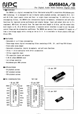 SM5840B Datasheet PDF Nippon Precision Circuits 