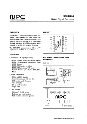 SM5852AS Datasheet PDF Nippon Precision Circuits 