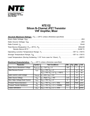 NTE132 Datasheet PDF NTE Electronics