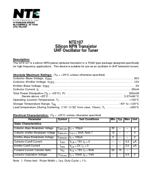 NTE107 Datasheet PDF NTE Electronics