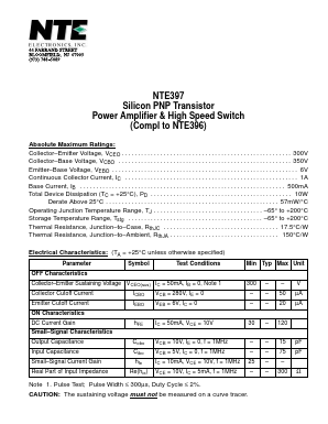 NTE397 Datasheet PDF NTE Electronics