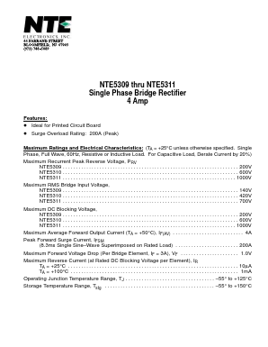 NTE5309 Datasheet PDF NTE Electronics