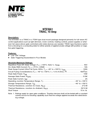 NTE5661 Datasheet PDF NTE Electronics