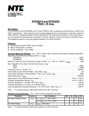 NTE56020 Datasheet PDF NTE Electronics