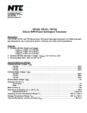 TIP150 Datasheet PDF NTE Electronics