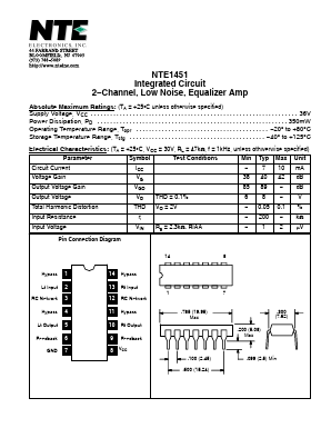 NTE1451 Datasheet PDF NTE Electronics