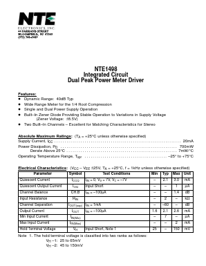 NTE1498 Datasheet PDF NTE Electronics