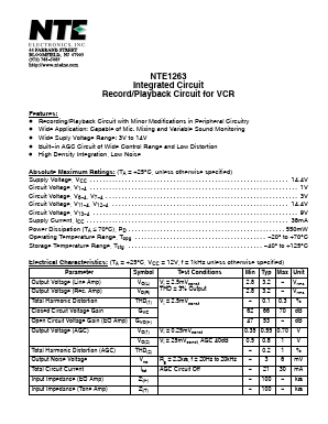 NTE1263 Datasheet PDF NTE Electronics