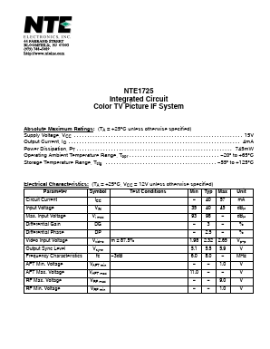 NTE1725 Datasheet PDF NTE Electronics