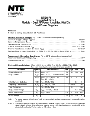 NTE1871 Datasheet PDF NTE Electronics