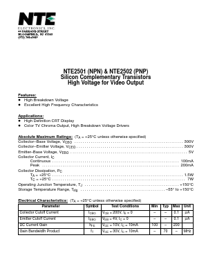 NTE2502 Datasheet PDF NTE Electronics