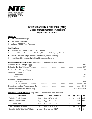 NTE2568 Datasheet PDF NTE Electronics