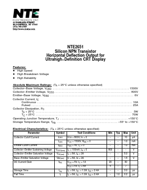 NTE2651 Datasheet PDF NTE Electronics