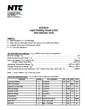 NTE3019 Datasheet PDF NTE Electronics