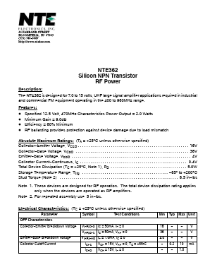 NTE362 Datasheet PDF NTE Electronics