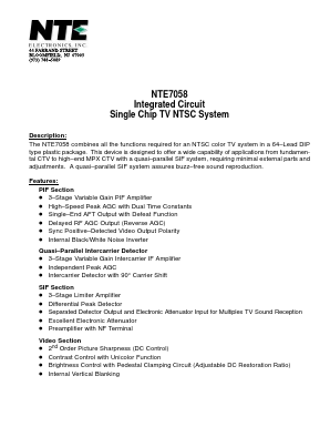 NTE7058 Datasheet PDF NTE Electronics