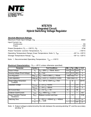 NTE7078 Datasheet PDF NTE Electronics