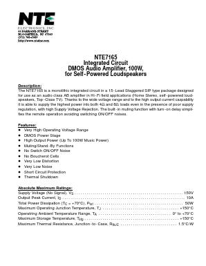 NTE7165 Datasheet PDF NTE Electronics