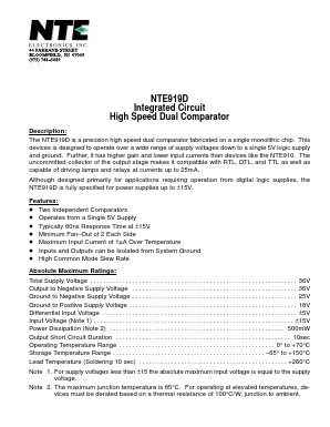 NTE919 Datasheet PDF NTE Electronics