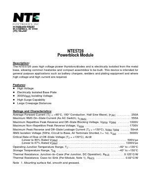 NTE5728 Datasheet PDF NTE Electronics