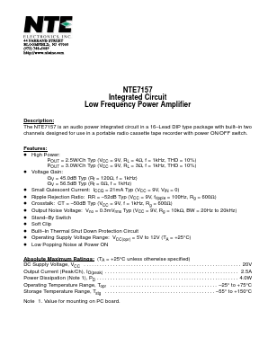 NTE7157 Datasheet PDF NTE Electronics