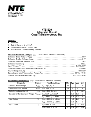 NTE1829 Datasheet PDF NTE Electronics