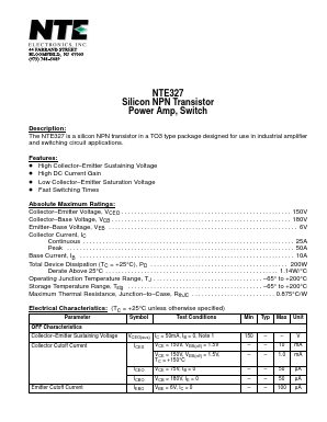 NTE327 Datasheet PDF NTE Electronics