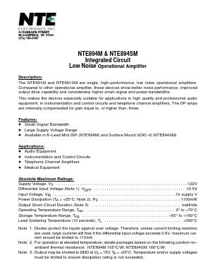 NTE894M Datasheet PDF NTE Electronics