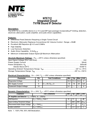 NTE712 Datasheet PDF NTE Electronics