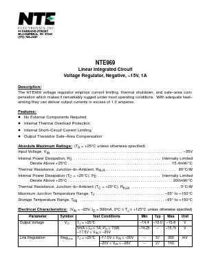 NTE969 Datasheet PDF NTE Electronics