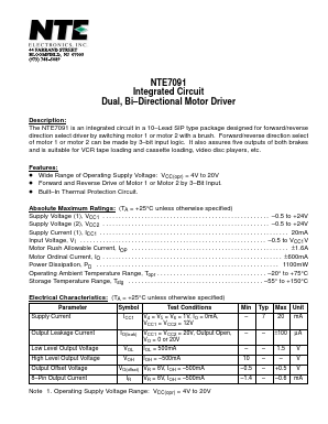 NTE7091 Datasheet PDF NTE Electronics