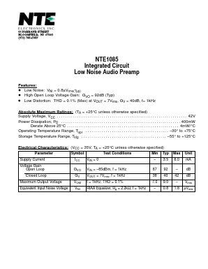 NTE1085 Datasheet PDF NTE Electronics