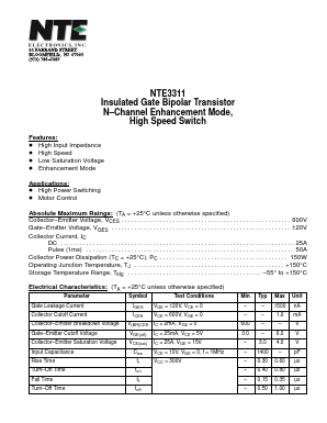 NTE3311 Datasheet PDF NTE Electronics