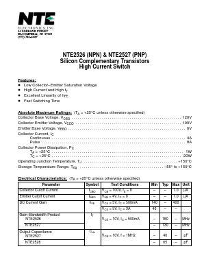 NTE2526 Datasheet PDF NTE Electronics