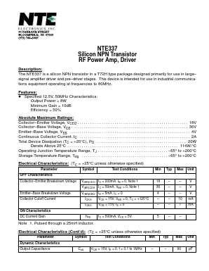 NTE337 Datasheet PDF NTE Electronics