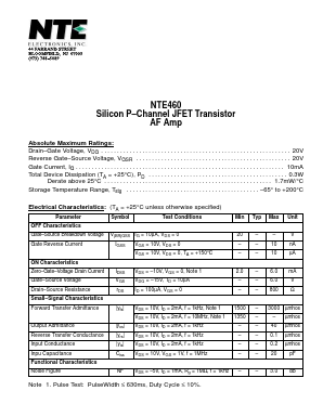 NTE460 Datasheet PDF NTE Electronics