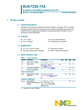 BUK7226-75A Datasheet PDF NXP Semiconductors.