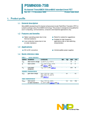 PSMN008-75B Datasheet PDF NXP Semiconductors.