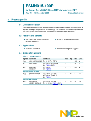 PSMN015-100P Datasheet PDF NXP Semiconductors.