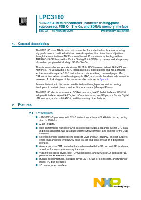 LPC3180FEL320 Datasheet PDF NXP Semiconductors.